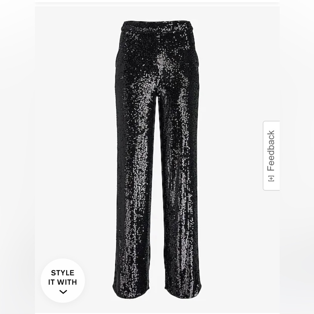 High waisted black sequin wide leg pants